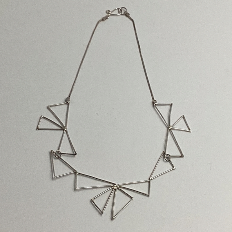 Modern Geometric Silver Necklace – Handmade Minimalist Triangle Statement Piece