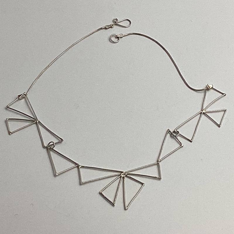 Modern Geometric Silver Necklace – Handmade Minimalist Triangle Statement Piece