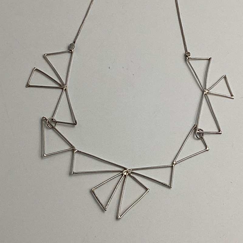 Modern Geometric Silver Necklace – Handmade Minimalist Triangle Statement Piece