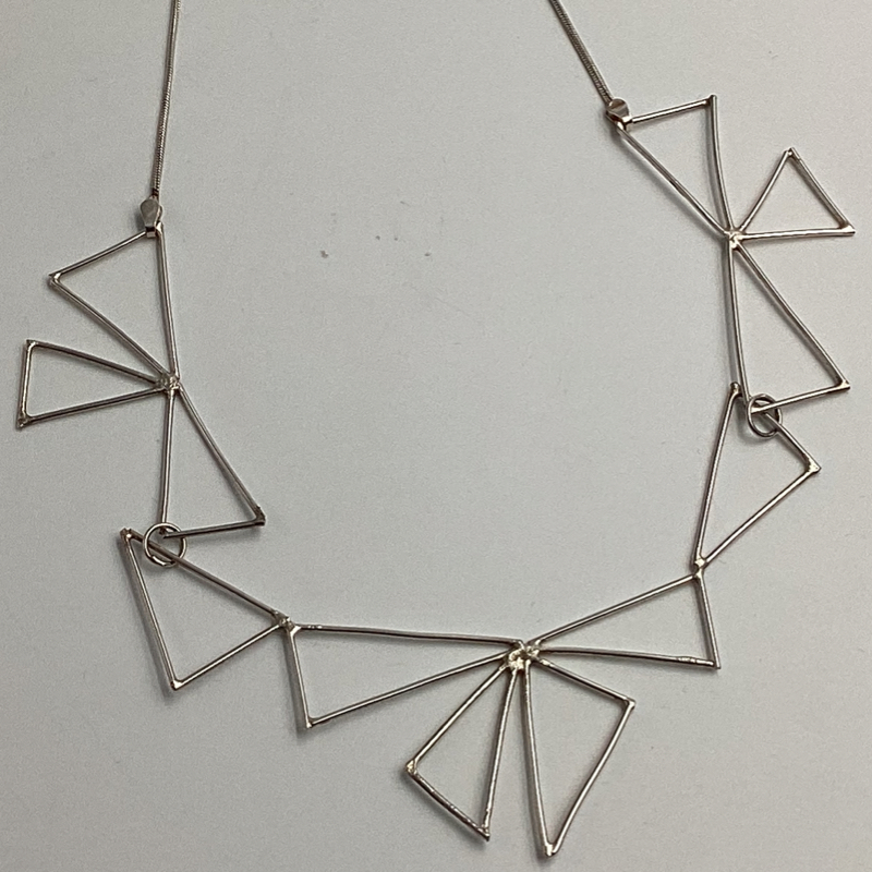 Modern Geometric Silver Necklace – Handmade Minimalist Triangle Statement Piece