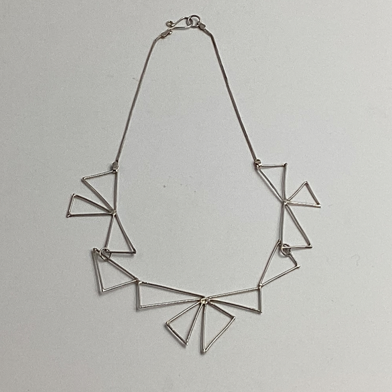 Modern Geometric Silver Necklace – Handmade Minimalist Triangle Statement Piece