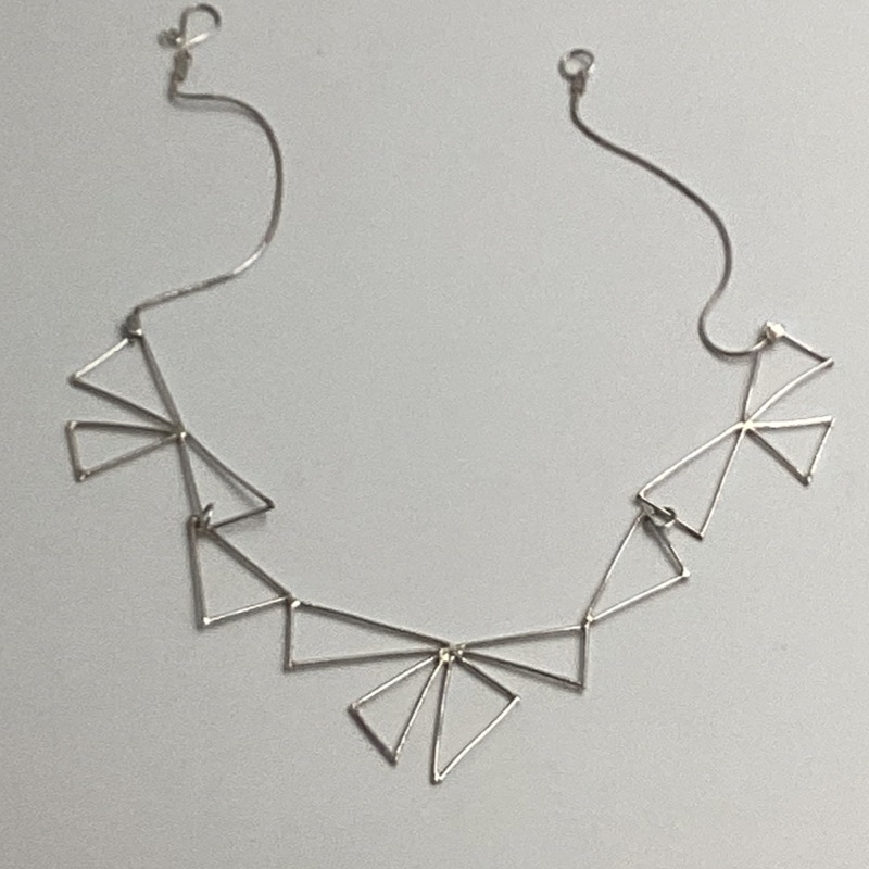 Modern Geometric Silver Necklace – Handmade Minimalist Triangle Statement Piece