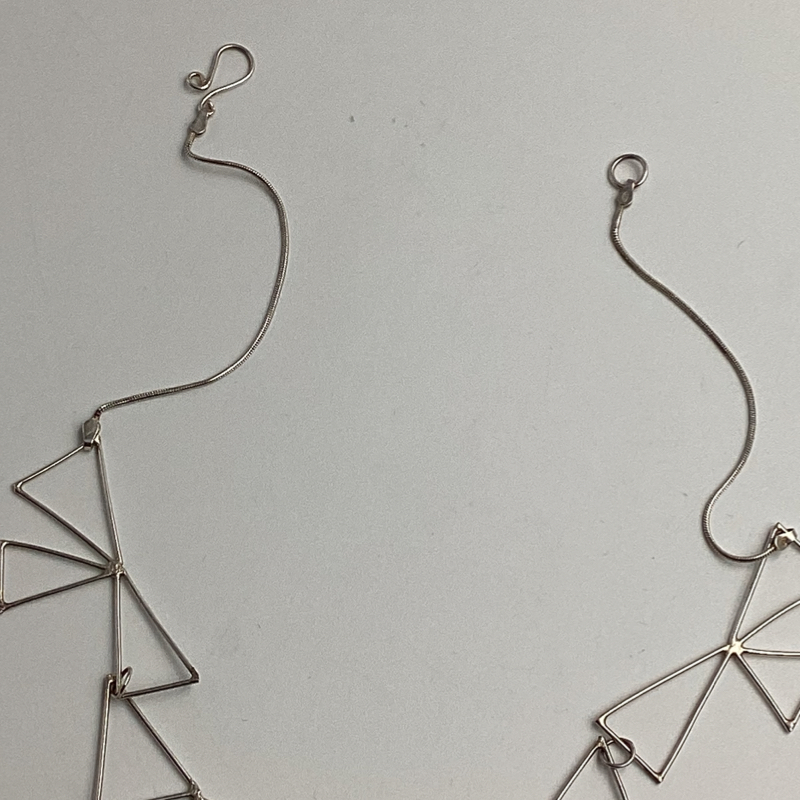 Modern Geometric Silver Necklace – Handmade Minimalist Triangle Statement Piece