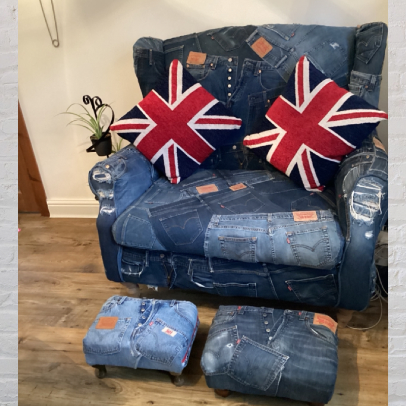 Retro Mid-Century Footstool | Levi’s 501 Denim Furniture