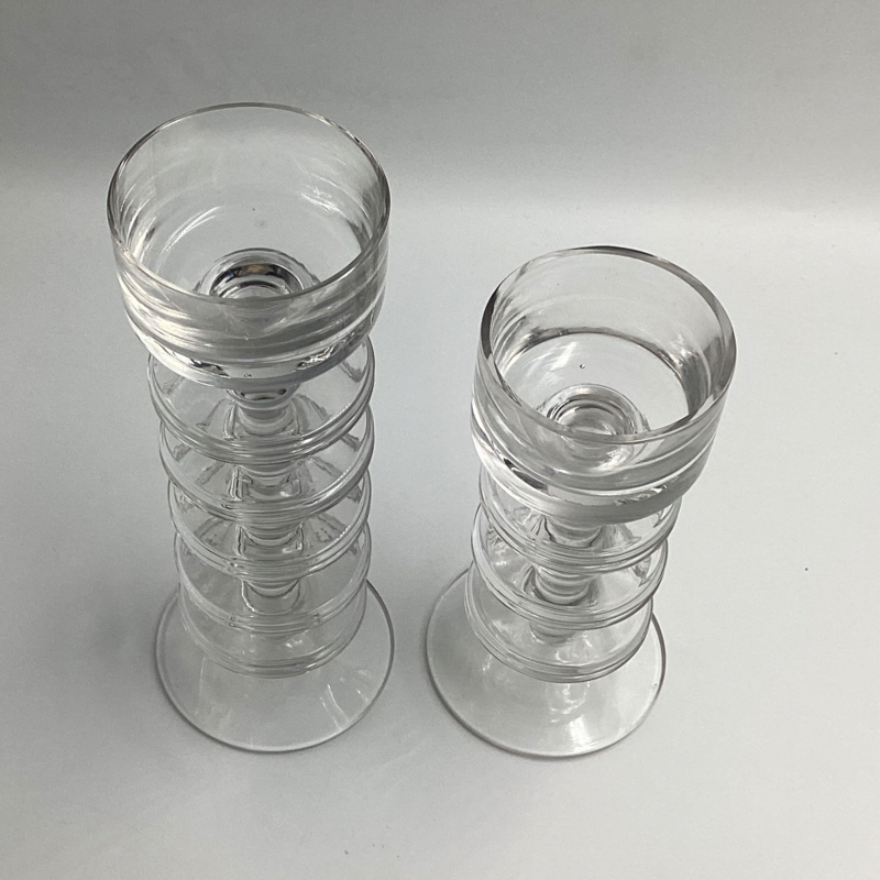 Vintage Wedgwood Sheringham Glass Candlesticks by Ronald Stennett-Willson