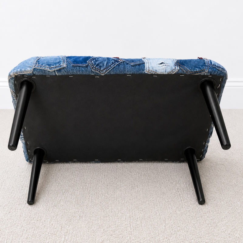 70's Vintage Large Footstool | Upcycled Levi's Jeans furniture