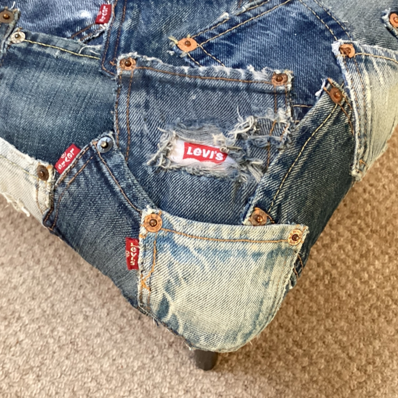 70's Vintage Large Footstool | Upcycled Levi's Jeans furniture