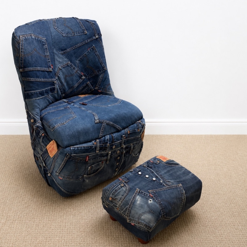 Upcycled 1960s Sherborne Chair Set | Vintage Levi’s Denim Jeans