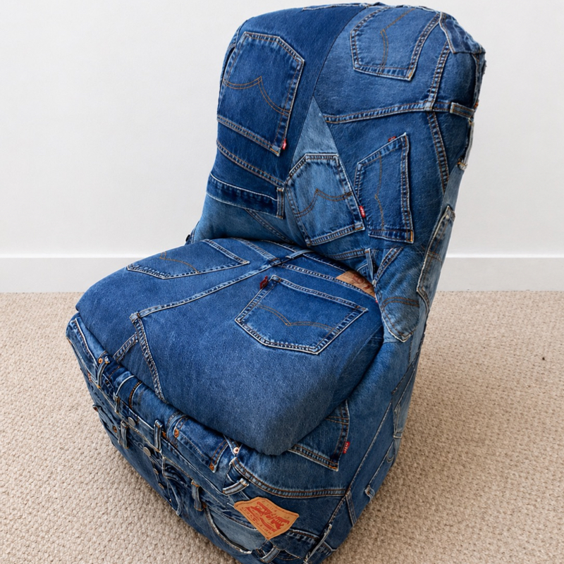 Upcycled 1960s Sherborne Chair | Vintage Levi’s Denim Jeans
