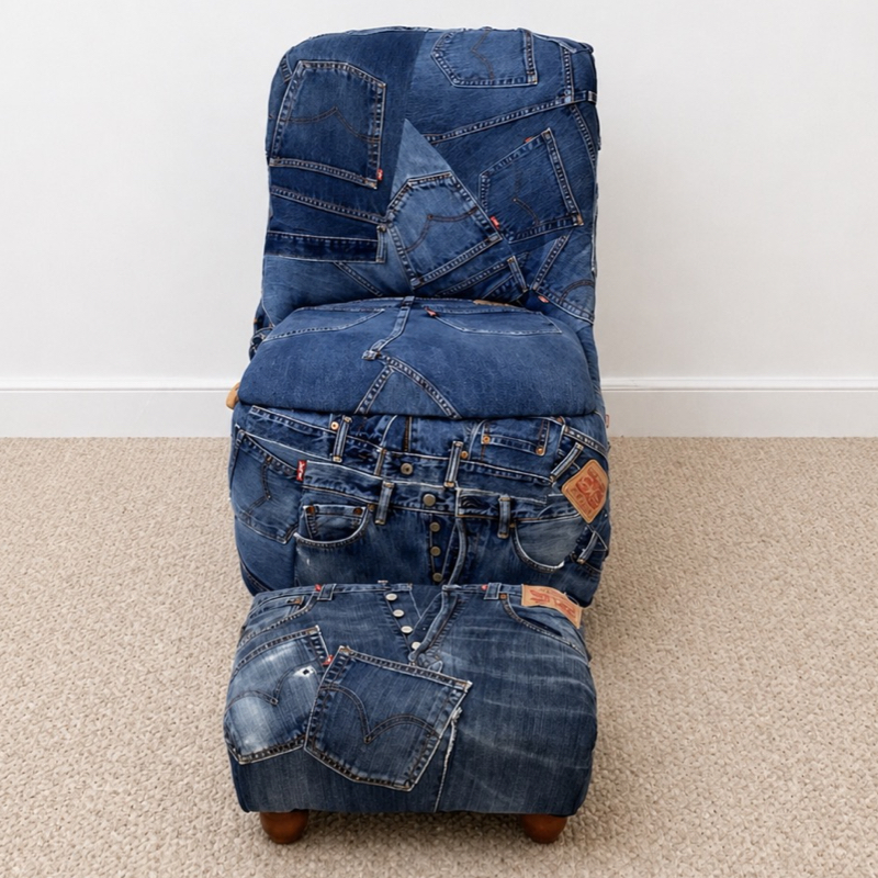 Upcycled 1960s Sherborne Chair | Vintage Levi’s Denim Jeans