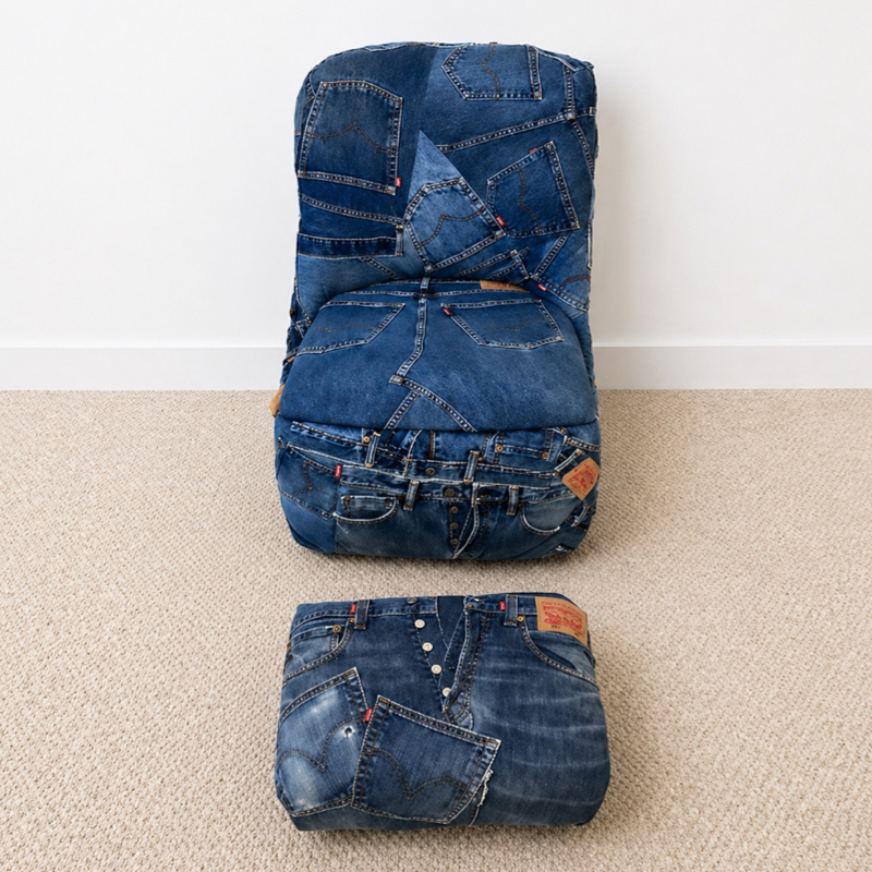 Upcycled 1960s Sherborne Chair | Vintage Levi’s Denim Jeans