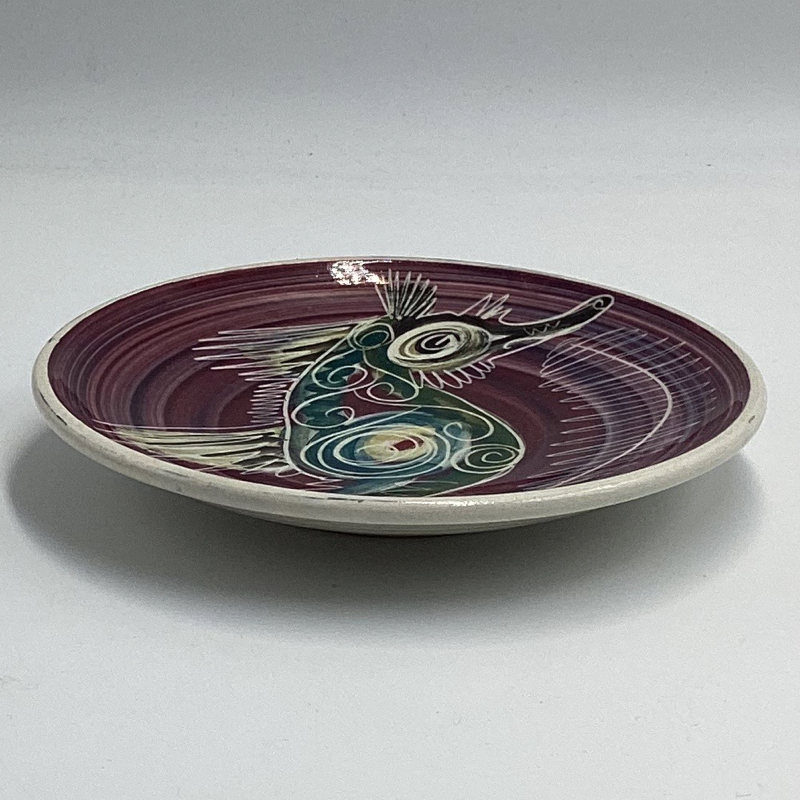 Vintage Isle of Wight Pottery Seahorse Plate by Jo Lester | Sgraffito