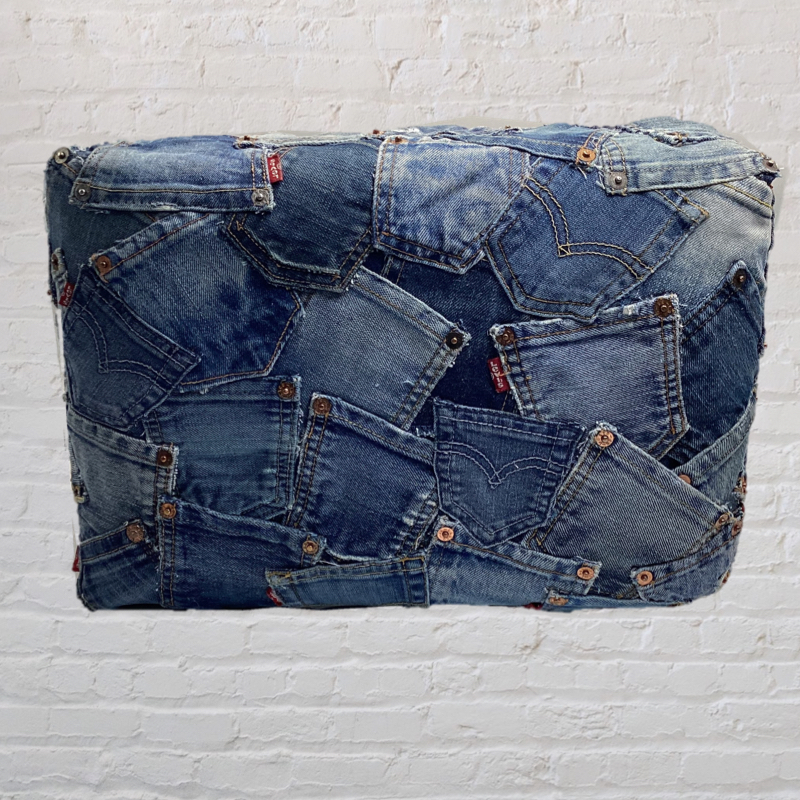 60's Vintage Denim Footstool | Upcycled Levi's Jeans Designer furniture