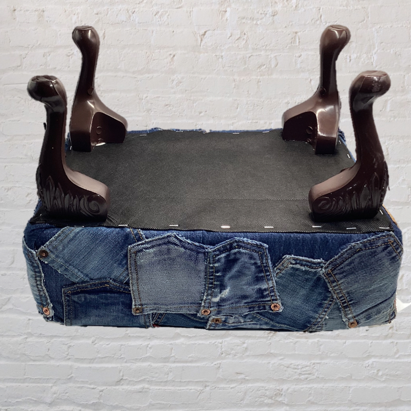 60's Vintage Denim Footstool | Upcycled Levi's Jeans Designer furniture