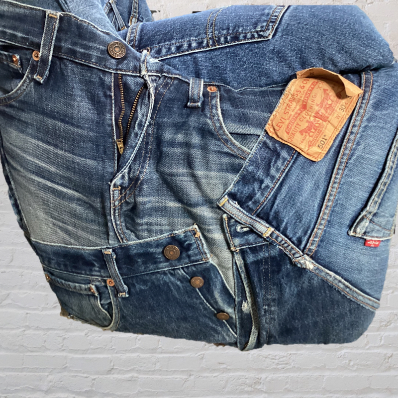 Upcycled 60s Sherborne chair | Vintage Levi’s denim jeans