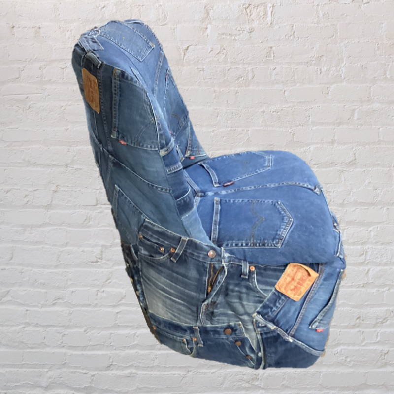 Upcycled 60s Sherborne chair | Vintage Levi’s denim jeans
