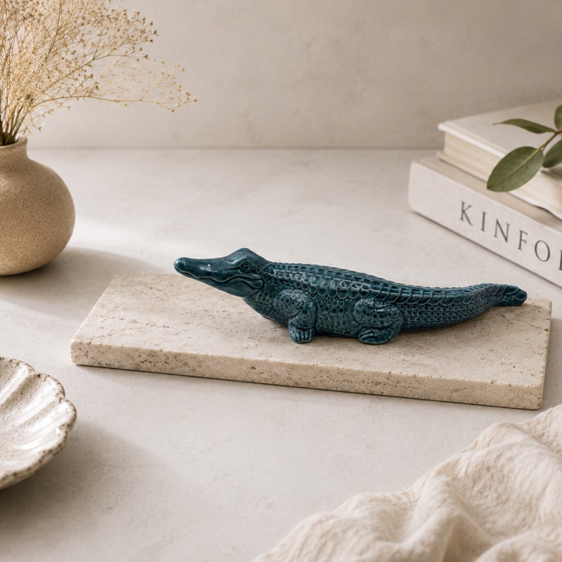 Poole Pottery 'Blue Glaze' Alligator Vintage Figure