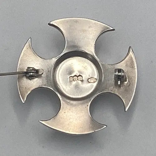 Vintage Caithness Jewellery silver millefiori brooch with Celtic cross design