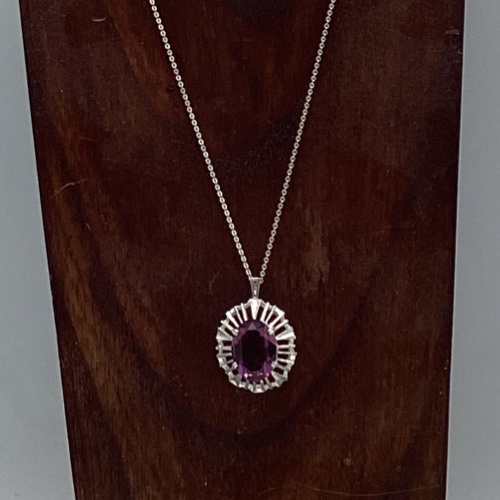 Vintage Amethyst & Sterling Silver Pendant Necklace | 925S