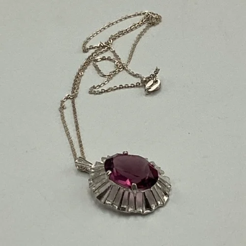 Vintage Amethyst & Sterling Silver Pendant Necklace