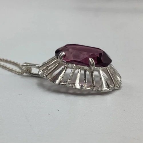 Vintage Amethyst & Sterling Silver Pendant Necklace