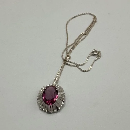 Vintage Amethyst & Sterling Silver Pendant Necklace