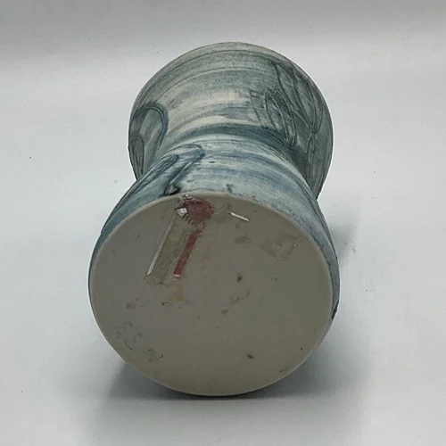 Carn Pottery Cornwall blue-grey studio vase with incised botanical decoration and N33 base mark
