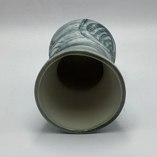 Carn Pottery Cornwall blue-grey studio vase with incised botanical decoration and N33 base mark