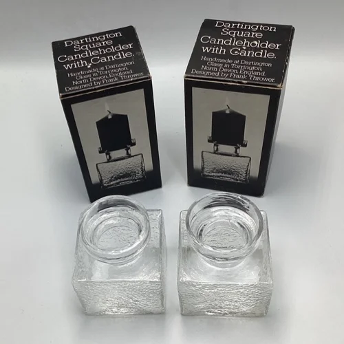 Vintage Dartington Glass Candle Holders by Frank Thrower c.1975