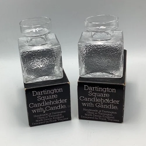 Vintage Dartington Glass Candle Holders by Frank Thrower c.1975