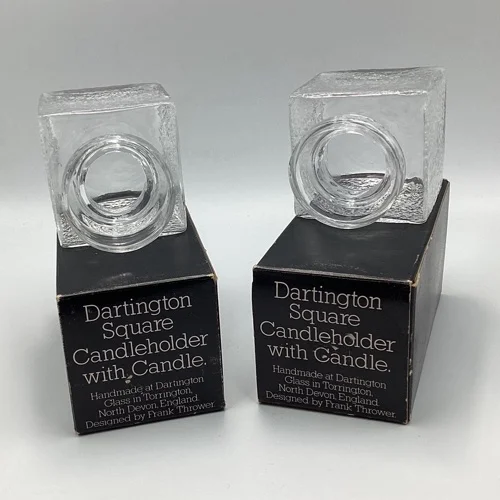 Vintage Dartington Glass Candle Holders by Frank Thrower c.1975